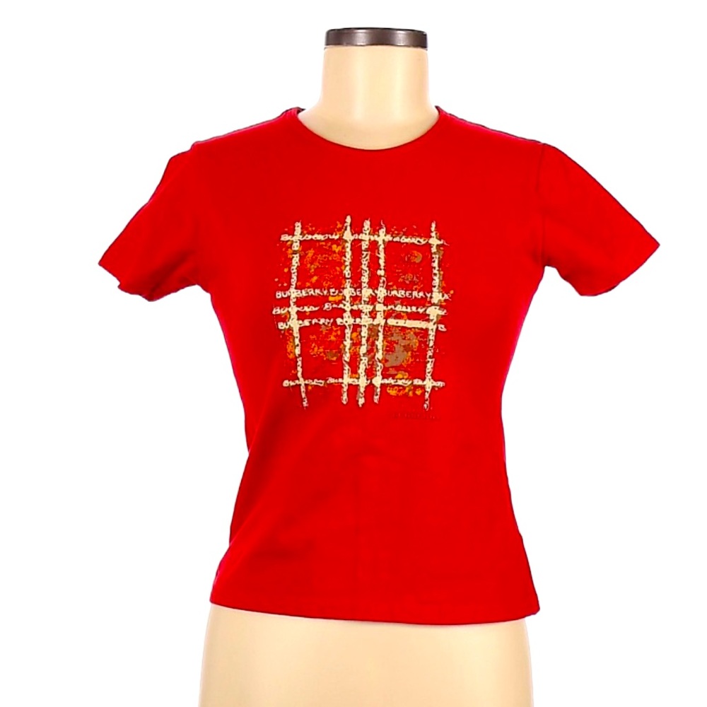 Burberry Preowned Short Sleeve T-Shirt…Sz: Medium…Color: Red…Retails: $250.00